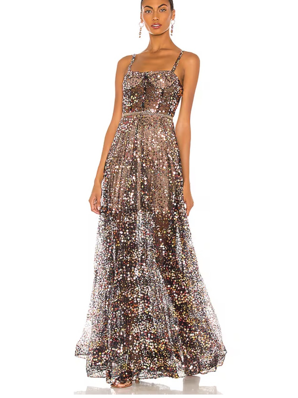 Bronx and Banco Midnight Noir Gown in Gold & Black XS